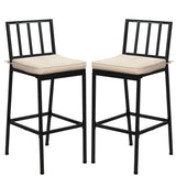 2PCS Patio Bar Chairs, Heavy-Duty Metal Frame Bar Stools Set of 2, Indoor Outdoor All-Weather 21041712