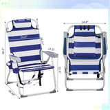 63*70*99cm Heightened Oxford Cloth Silver White Aluminum Tube Bearing 100kg Beach Chair Blue Stripes 53561346