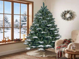 6FT Green Snow-Flocked Palm Tree, 1087 PVCPE Tips, 3-Section Auto-Open Christmas Tree 58877644