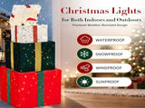 4FT 3-Tier Gift Box with Auto-Opening Lids, 200 Warm White Wire Lights, Velvet Christmas Decor, US 35069040