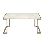 ZUN White and Champagne Sled Base Coffee Table B062P181381