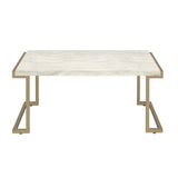 ZUN White and Champagne Sled Base Coffee Table B062P181381