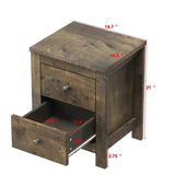 Farmhouse Wooden Nightstand Set of 2 with Retro Design, Wood Side Table with Storage Cabinet for N733P180456D