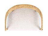 Madrid 26.5" Burl Wood Barrel Accent Arm Chair, Seashell White Chenille B2719P238278