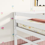 ZUN Twin Size High Loft Bed with inclined Ladder, Guardrails,White 52958115