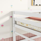 ZUN Twin Size High Loft Bed with inclined Ladder, Guardrails,White 52958115