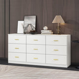 Modern White 9-Drawer Dresser for Bedroom - Ample Storage Wide Chest of Drawers, Sturdy & Safe W1785P324461