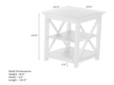 Wooden End Table with Two Shelves and X-Shaped Design 05670382