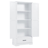 Tall Bathroom Storage Cabinet, Cabinet with Two Doors and One Drawer, Adjustable Shelf, MDF Board, 54458299