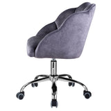 ZUN Dark Grey and Chrome Barrel Office Chair with Adjustable Lift B062P189067