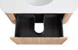 Arcora 36 Inch Wall Mounted Bathroom Vanity with Sink Curved Design, Wave Texture Wood Finish, W3235P336190