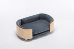 ZUN Scandinavian style Elevated Dog Bed Pet Sofa With Solid Wood legs and Bent Wood Back, Velvet W79490081