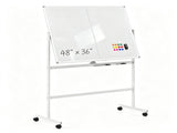 360&deg Rotating Double-Sided Whiteboard, 48" x 36" Magnetic Dry Erase Board with Lockable Universal 82901200
