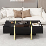 ZUN ON-TREND 47.2'' x 31.4''Minimalist High Gloss Coffee Table with 2 Drawers, Multi-Storage Rectangle N721P180693B