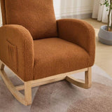 ZUN 27.2"W Rocking Chair for Nursery, Sherpa Glider Chair with High Back and Side Pocket, Rocking Accent W1852P171374