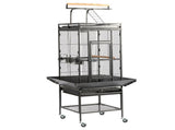 61.5inch Wrought Iron Large Rolling Bird Cage with Play Top and Stand for Parrots Lovebird Cockatiel 87150313