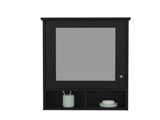 Medicine Cabinet 29" H, with 5 Shelves, 1 Door, and 1 Mirror, Black B097P250881