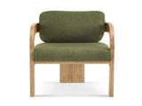 2-Pack Dining Chairs with Pillow Back, Green Boucle Fabric, Natural Color Solid Wood Frame N779P298399D