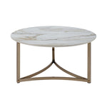 ZUN ACME Aziz Coffee Table, Sintered Stone Top & Champagne Finish LV02825