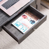 ZUN Laptop Desk, Home Office Writing Desk with Storage Drawer, USB/Power Outlet in Distressed Grey B107130927