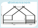 Black House Shaped Twin Size Kids Metal Bed with Side Rails, Platform Bed No Box Spring Needed, Safe 35174809