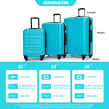 3 Piece Luggage Sets ABS Lightweight Suitcase with Two Hooks, Spinner Wheels, TSA Lock, 41310165