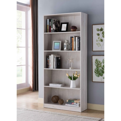 ZUN Modern Neutral Display Stand, Bookcase with Five Open Shelves in White Oak B107130903