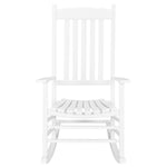 ZUN 68.5*86*115CM Square Wooden Rocking Chair Wavy Backboard White 64145404