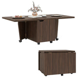 48" Foldable Coffee Table Extendable Center Table With Storage Cabinets & Wheels - Walnut 87117762