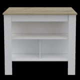 Cala Kitchen Island Antibacterial, Three Shelves, Four Legs -Light Oak / White B20092014