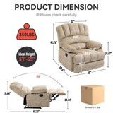 Large Manual Recliner Chair in Fabric for Living Room, Beige W3224P288517