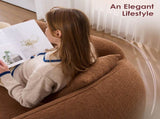 LY-048 Compression Curved Chaise Longue Chair Indoor, Modern Chenille Loveseat Couch with Deep Seat W2231P401723