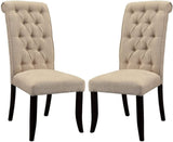 ZUN Dining Room Furniture Contemporary Rustic Style Beige Fabric Upholstered Tufted Set of 2 Chairs HS11CM3564SC-ID-AHD