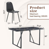 ZUN Table and chair set.Modern Black Marble Pattern MDF Dining Set - 55"x31.4" with 4 Cat Claw PU 97730838