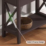 2-Drawer End Table, Flip Top Narrow End Table with Drawer, Accent Side Table Nightstand for T3771P356737