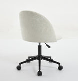 ZUN White Boucle office chair Desk Chair, Mid-Back Adjustable Swivel Computer Chair with Black Legs , W2725P190507