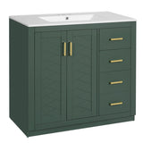 36'' Bathroom Vanity with Ceramic Sink Combo, Solid Wood Frame Bathroom Storage Cabinet, N710P243327F