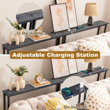 2 Pack 39.4" Narrow Console Sofa Table with Power Outlets and USB Ports, Long Couch Table with Metal 80830381