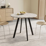 Modern minimalist circular dining table, gray cement texture, suitable for restaurants, kitchens, W1727P251172