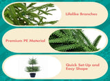 4-Piece Christmas Tree Set 2 Trees with Sturdy Bases, 1 Pre-Lit Wreath, 1 Garland, Warm White N710P513664F