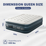Queen Air Mattress with Built-in Pump, 18in Raised Comfort Blow up Mattress, Quick 70261696