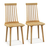 2 PCS Dining Chairs with High Spindle Back and Natural Rubber Wood Legs 72034592