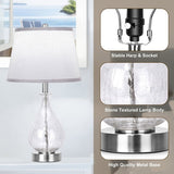 Glass Table Lamp for Living Room Bedroom Set of 2, 22.5" LED Light with Touch Control, White 3 Way W3355P337852