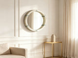 30.75" Natural Wood Round Mirror Farmhouse Wall Decor, Suitable for Living Room and Bedroom Wall 96082854