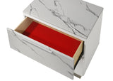 Mist Nightstand Two-Tone High-Gloss Marble & Lacquer Finish with Two Drawers, Velvet-Lined G150108676