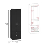 ZUN Vico 76" High Armoire Wardrove Closet with 2 Drawers, Double Door Cabinet , One Shelf and Hanging B200P188837