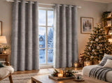 2pcs medium grey 100% opaque curtains with snap-on top, suitable for hanging. They have the 35370236