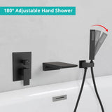 Modern Style matte black Wall Mount Tub Filler Bathroom Bathtub Faucet Shower Set W121984826