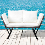 Outdoor Sofa, Woven Rattan Patio Furniture, Convertible Daybed or Double Chair with Adjustable 74062120