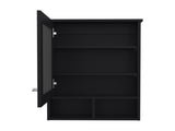 Medicine Cabinet 29" H, with 5 Shelves, 1 Door, and 1 Mirror, Black B097P250881